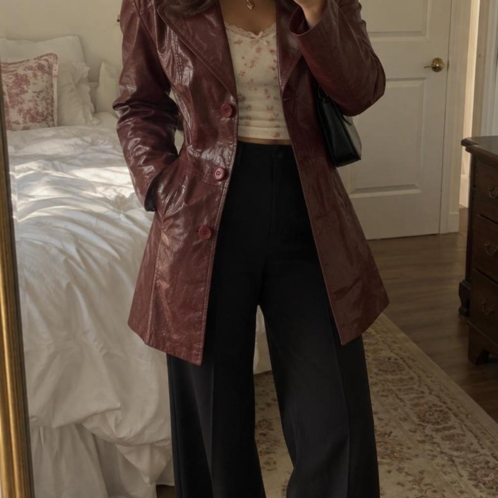Red leather jacket  70s maroon